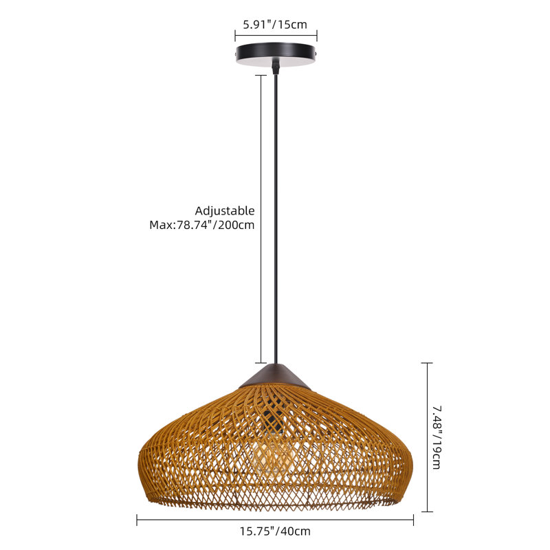 Ophelia & Co. 1-Light Rattan Pendant Light Fixture Dark Brown